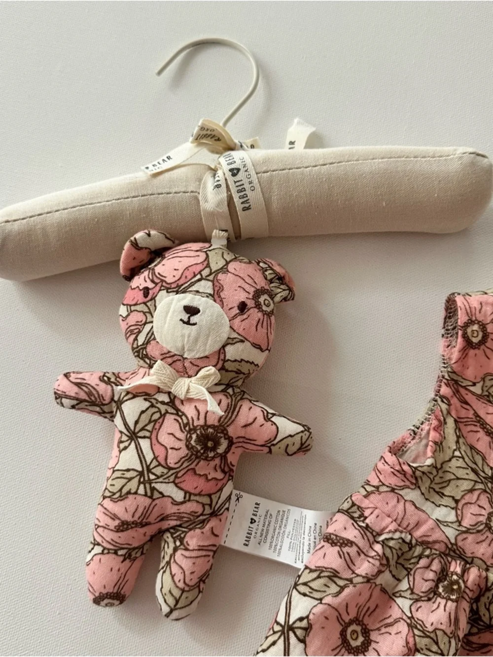 Rabbit & Bear 0-3 Months Baby Girl Organic Pink Floral Dress Set Toy Outfit NWT